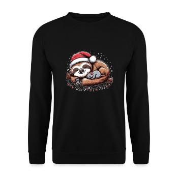 Père Noël chapeau Noël paresseux souris - Sweat-shirt Unisexe - noir - Devant - Alina (178cm) & Michal (187cm)