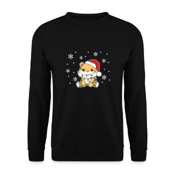 Hamster Weihnachten Winter Tiere Hamster - Unisex Pullover - Schwarz - Vorne - Alina (178cm) & Michal (187cm)