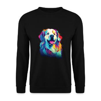 Aquarelle coloré chien de montagne des Pyrénées - Sweat-shirt Unisexe - noir - Devant - Alina (178cm) & Michal (187cm)