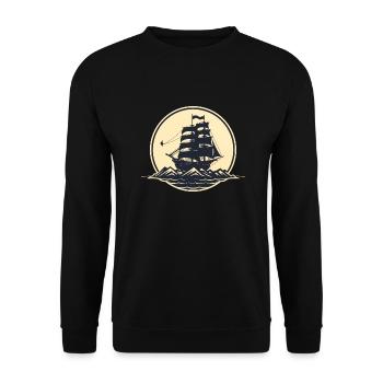 Piratenschiff - Unisex Pullover - Schwarz - Vorne - Alina (178cm) & Michal (187cm)