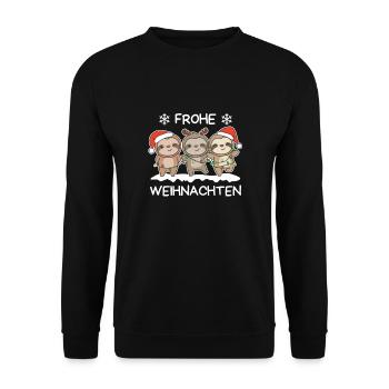 Merry Christmas Sloth Christmas Eve Sloths - Unisex Sweatshirt - black - Front - Alina (178cm) & Michal (187cm)