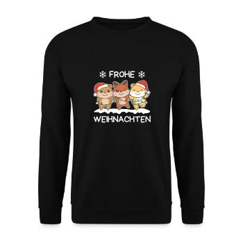 Frohe Weihnachten Hamster Heiligabend Hamster - Unisex Pullover - Schwarz - Vorne - Alina (178cm) & Michal (187cm)