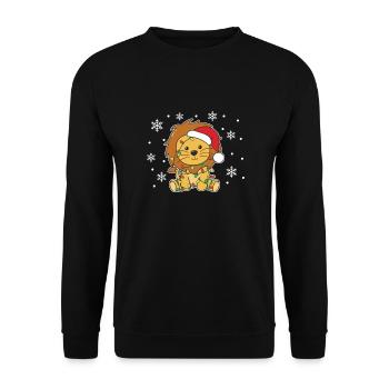 Lion, Noël, Hiver, Animaux, Lion - Sweat-shirt Unisexe - noir - Devant - Alina (178cm) & Michal (187cm)