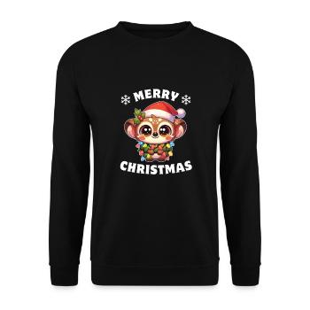 Santa Hat Christmas Fairy Lights Galago - Unisex Sweatshirt - black - Front - Alina (178cm) & Michal (187cm)
