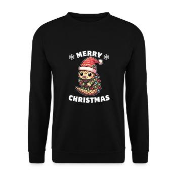 Santa Hat Christmas Fairy Lights Scales - Unisex Sweatshirt - black - Front - Alina (178cm) & Michal (187cm)