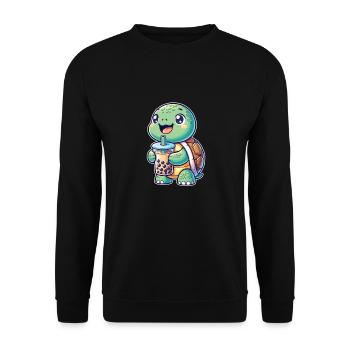 Kawaii Turtles Bubble Tea Boba Turtle - Sweat-shirt Unisexe - noir - Devant - Alina (178cm) & Michal (187cm)