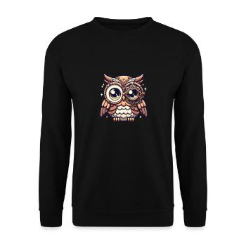Kawaii Steampunk Eule Fantasy Eulen Lover - Unisex Pullover - Schwarz - Vorne - Alina (178cm) & Michal (187cm)