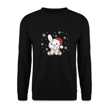 Lapin, Noël, Hiver, Animaux, Lapins - Sweat-shirt Unisexe - noir - Devant - Alina (178cm) & Michal (187cm)