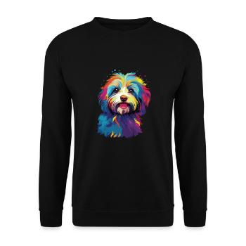 Aquarelle Coloré Bichon Havanais - Sweat-shirt Unisexe - noir - Devant - Alina (178cm) & Michal (187cm)