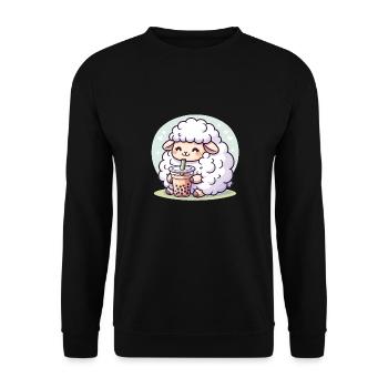 Kawaii Sheep Bubble Tea Boba Sheep - Unisex Sweatshirt - black - Front - Alina (178cm) & Michal (187cm)