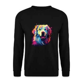 Aquarelle coloré chien de montagne des Pyrénées - Sweat-shirt Unisexe - noir - Devant - Alina (178cm) & Michal (187cm)