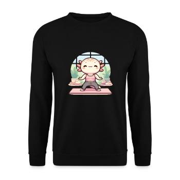 Yogalotl Entspannung Sport Yoga Axolotl - Unisex Pullover - Schwarz - Vorne - Alina (178cm) & Michal (187cm)