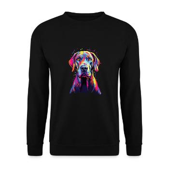 Wasserfarben Farbenfroher Deutsche Dogge - Unisex Pullover - Schwarz - Vorne - Alina (178cm) & Michal (187cm)