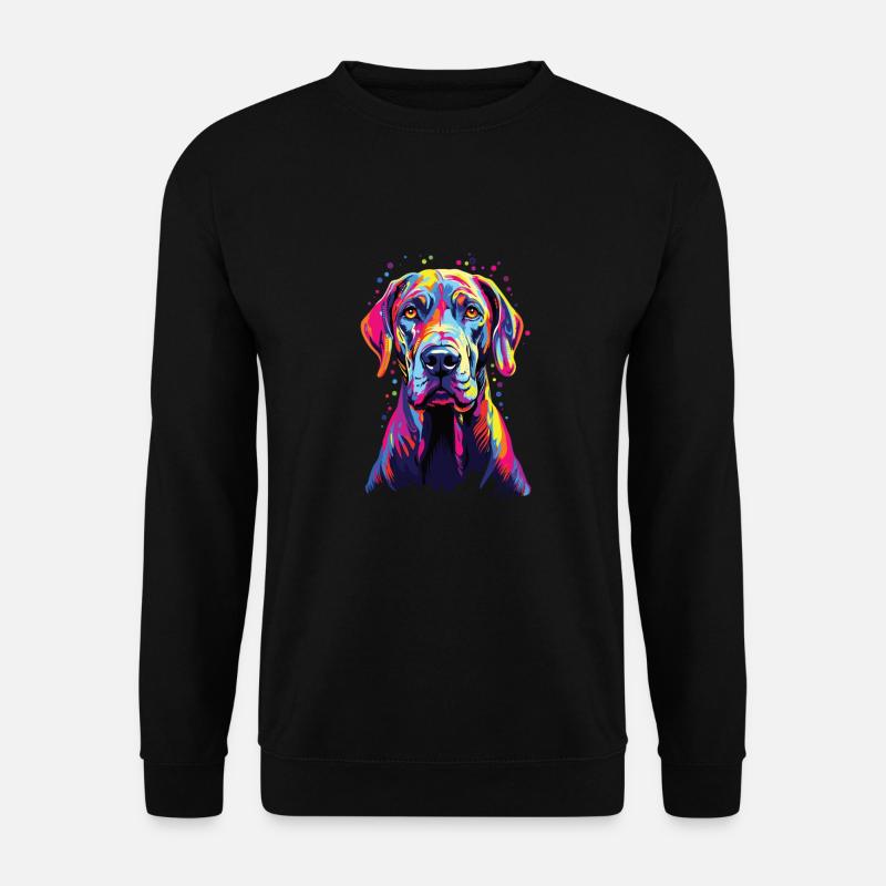 Wasserfarben Farbenfroher Deutsche Dogge - Unisex Pullover - Schwarz