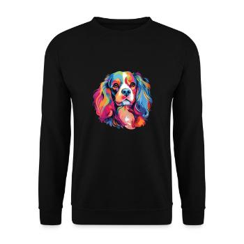 Aquarelle colorée Cavalier King Charles - Sweat-shirt Unisexe - noir - Devant - Alina (178cm) & Michal (187cm)