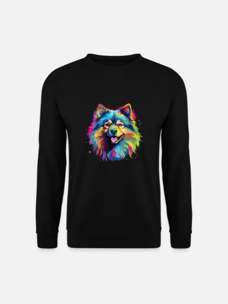 Wasserfarben Farbenfroher Wolfsspitz - Unisex Pullover - Schwarz
