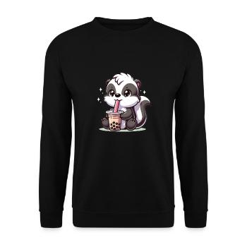 Kawaii Stinktiere Bubble Tea Boba Stinktier - Unisex Pullover - Schwarz - Vorne - Alina (178cm) & Michal (187cm)