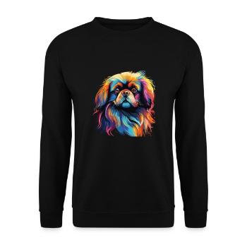 Aquarelle Colorée Pékinois - Sweat-shirt Unisexe - noir - Devant - Alina (178cm) & Michal (187cm)