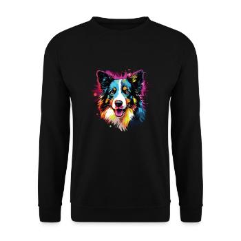 Watercolor Colorful Border Collie - Unisex Sweatshirt - black - Front - Alina (178cm) & Michal (187cm)