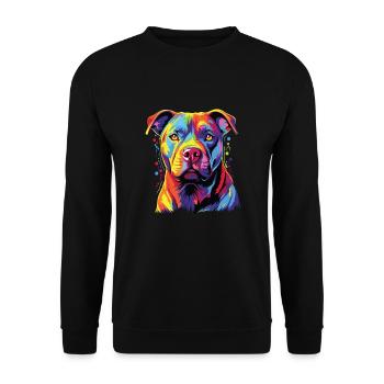 Wasserfarben Farbenfroher Staffordshire - Unisex Pullover - Schwarz - Vorne - Alina (178cm) & Michal (187cm)