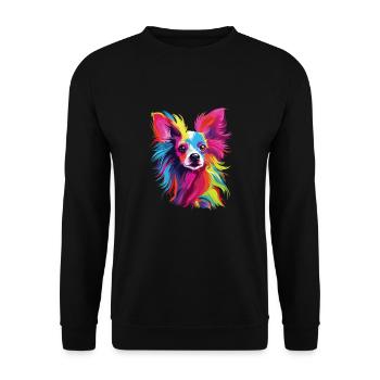 Wasserfarben Farbenfroher Chinesischer Schopfhund - Unisex Pullover - Schwarz - Vorne - Alina (178cm) & Michal (187cm)