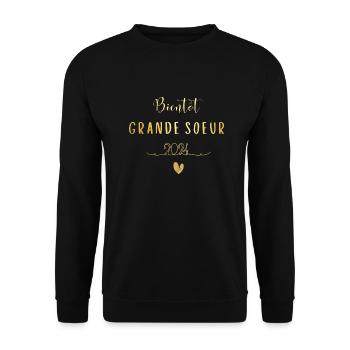 Grande sœur 2024-annonce grossesse - Sweat-shirt Unisexe - noir - Devant - Alina (178cm) & Michal (187cm)
