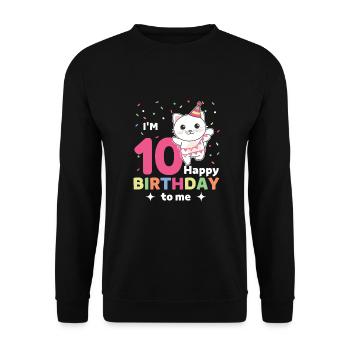 Cat for 10th birthday for children ten years old - Unisex Sweatshirt - black - Front - Alina (178cm) & Michal (187cm)