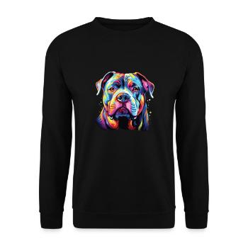 Aquarelle Coloré Bouledogue Américain - Sweat-shirt Unisexe - noir - Devant - Alina (178cm) & Michal (187cm)