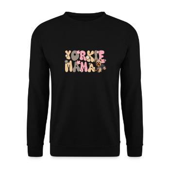 Yorkshire Terrier Groovy Yorkie Mama - Unisex Pullover - Schwarz - Vorne - Alina (178cm) & Michal (187cm)