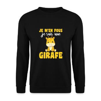 Je m'en fous je suis une girafe - süße Giraffe - Unisex Pullover - Schwarz - Vorne - Alina (178cm) & Michal (187cm)