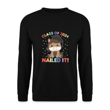 Kids Class of 2024 nailed it Pferd - Unisex Pullover - Schwarz - Vorne - Alina (178cm) & Michal (187cm)