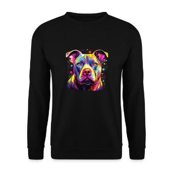 Wasserfarben Farbenfroher Staffordshire - Unisex Pullover - Schwarz - Vorne - Alina (178cm) & Michal (187cm)