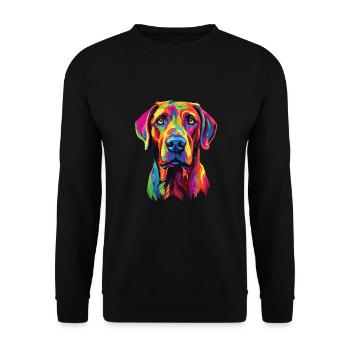 Aquarelle colorée Rhodesian Ridgeback - Sweat-shirt Unisexe - noir - Devant - Alina (178cm) & Michal (187cm)