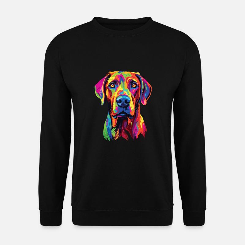 Wasserfarben Farbenfroher Rhodesian Ridgeback - Unisex Pullover - Schwarz