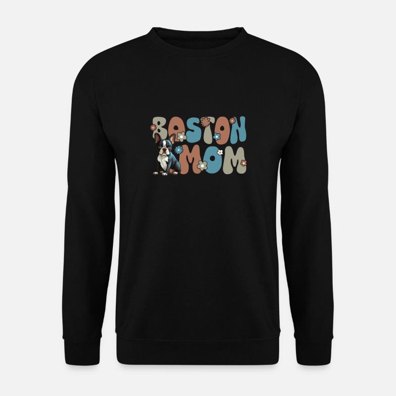 Boston Terrier Groovy Boston Mom - Unisex Sweatshirt - black