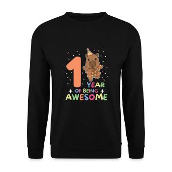Capybara for 1st birthday for children one year old - Unisex Sweatshirt - black - Front - Alina (178cm) & Michal (187cm)