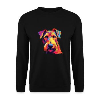 Aquarelle colorée Airedale Terrier - Sweat-shirt Unisexe - noir - Devant - Alina (178cm) & Michal (187cm)