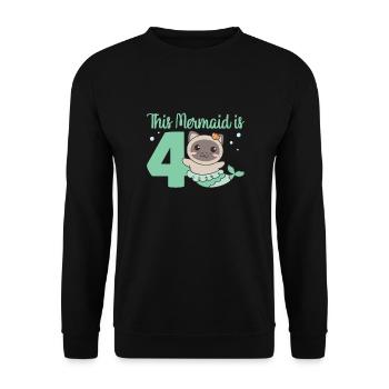 4th Birthday Cat Mermaid Cat - Unisex Sweatshirt - black - Front - Alina (178cm) & Michal (187cm)