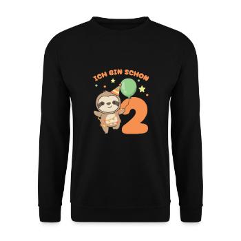 Ich bin schon 2 Faultiere Geburtstags Kinder - Unisex Pullover - Schwarz - Vorne - Alina (178cm) & Michal (187cm)