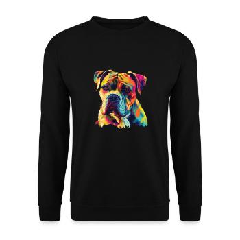 Aquarelle colorée bouledogue américain - Sweat-shirt Unisexe - noir - Devant - Alina (178cm) & Michal (187cm)