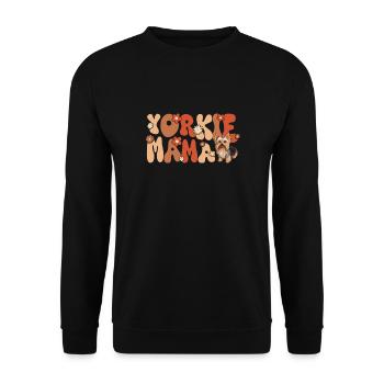 Yorkshire Terrier Groovy Yorkie Mama - Unisex Pullover - Schwarz - Vorne - Alina (178cm) & Michal (187cm)