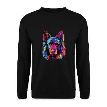 Watercolors Colorful Belgian Tervuren - Unisex Sweatshirt - black - Front - Alina (178cm) & Michal (187cm)