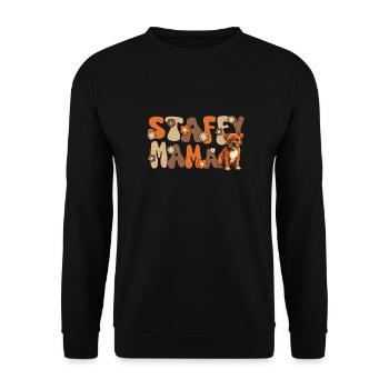 Staffordshire Bullterrier Groovy Staffy Mama - Unisex Pullover - Schwarz - Vorne - Alina (178cm) & Michal (187cm)