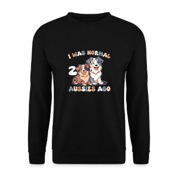 Australian Shepherd ich war normal vor 2 Aussies - Unisex Pullover - Schwarz - Vorne - Alina (178cm) & Michal (187cm)