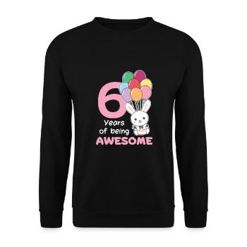 Hase zum 6. Geburtstag Kinder sechs Jahre alt - Unisex Pullover - Schwarz - Vorne - Alina (178cm) & Michal (187cm)