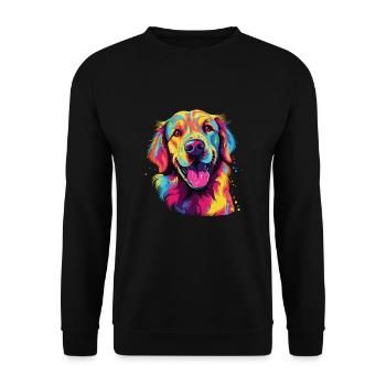 Watercolor Colorful Golden Retriever - Unisex Sweatshirt - black - Front - Alina (178cm) & Michal (187cm)