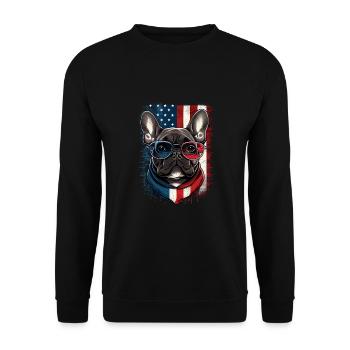 4 juillet Bouledogue français américain drapeau des États-Unis - Sweat-shirt Unisexe - noir - Devant - Alina (178cm) & Michal (187cm)