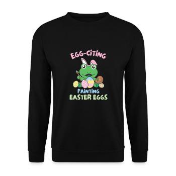 Grenouilles mignonnes pour Pâques avec des œufs de grenouille de Pâques - Sweat-shirt Unisexe - noir - Devant - Alina (178cm) & Michal (187cm)