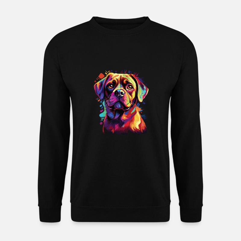 Wasserfarben Farbenfroher Puggle - Unisex Pullover - Schwarz