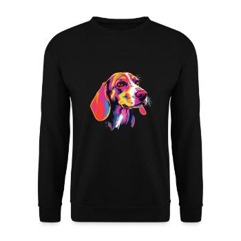 Wasserfarben Farbenfroher American Foxhound - Unisex Pullover - Schwarz - Vorne - Alina (178cm) & Michal (187cm)